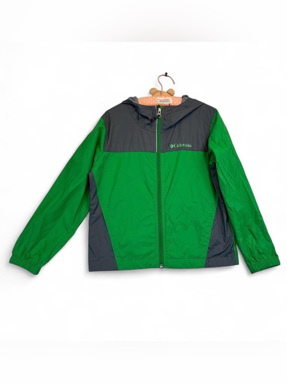 Columbia Two-Tone Green and Gray Hooded Jacket
